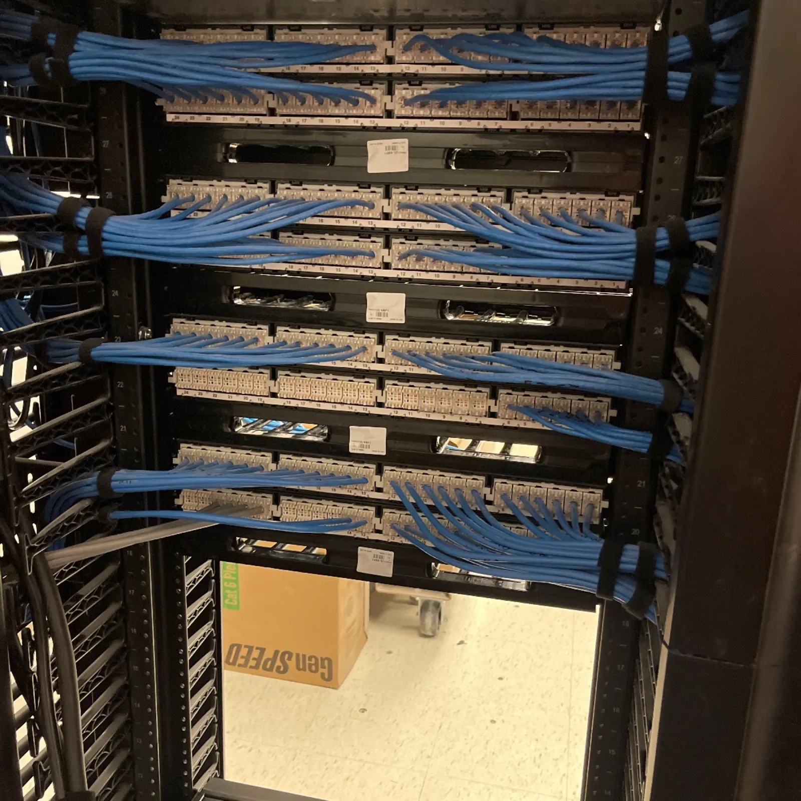 Dressed network patch panel installed by TrekTek